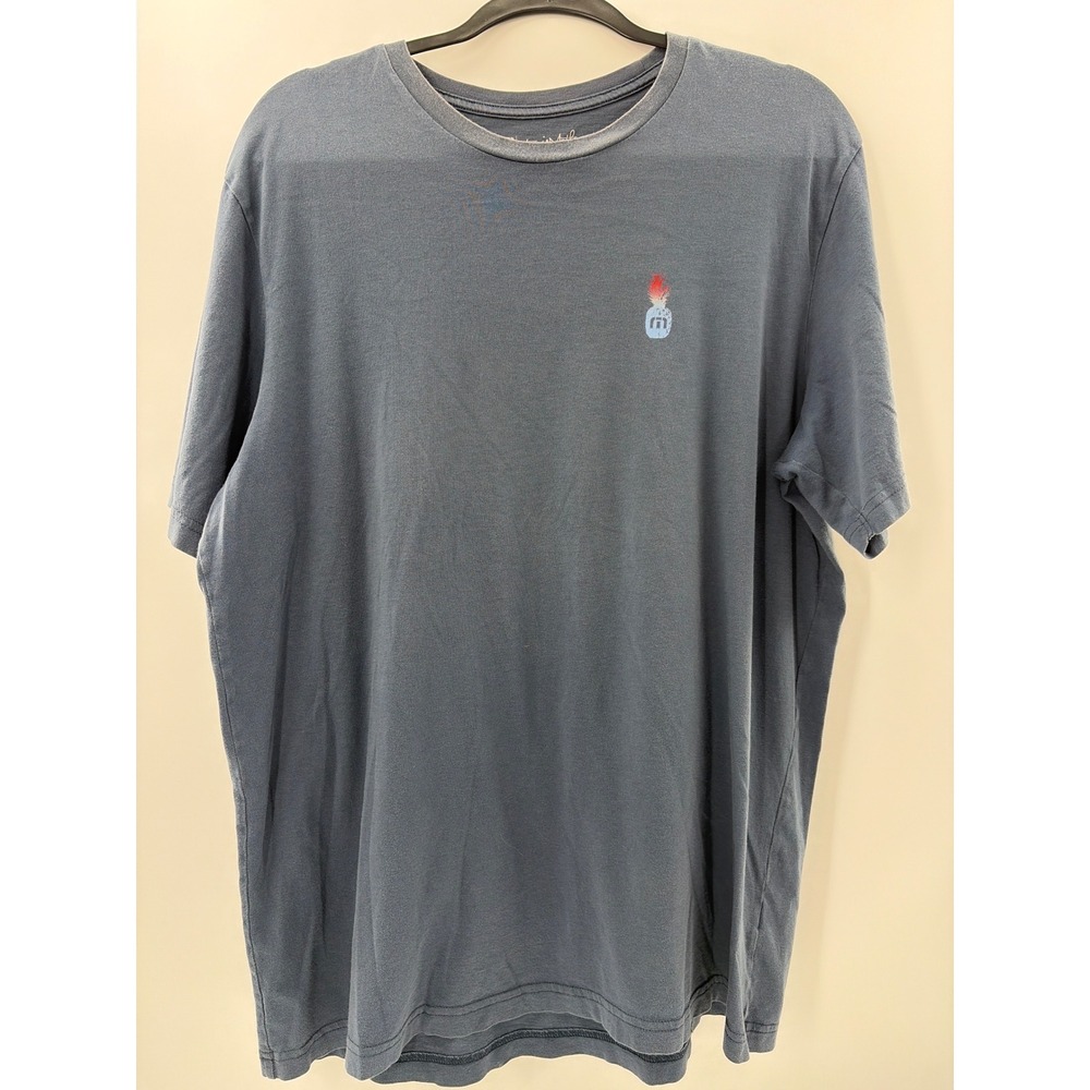 TravisMathew Mens XL Blue Flaming Pineapple Graphic Short Sleeve T-Shirt